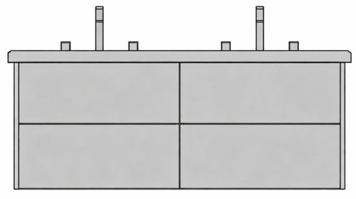Halo 60" Double Bowl w/ 4 Drawers