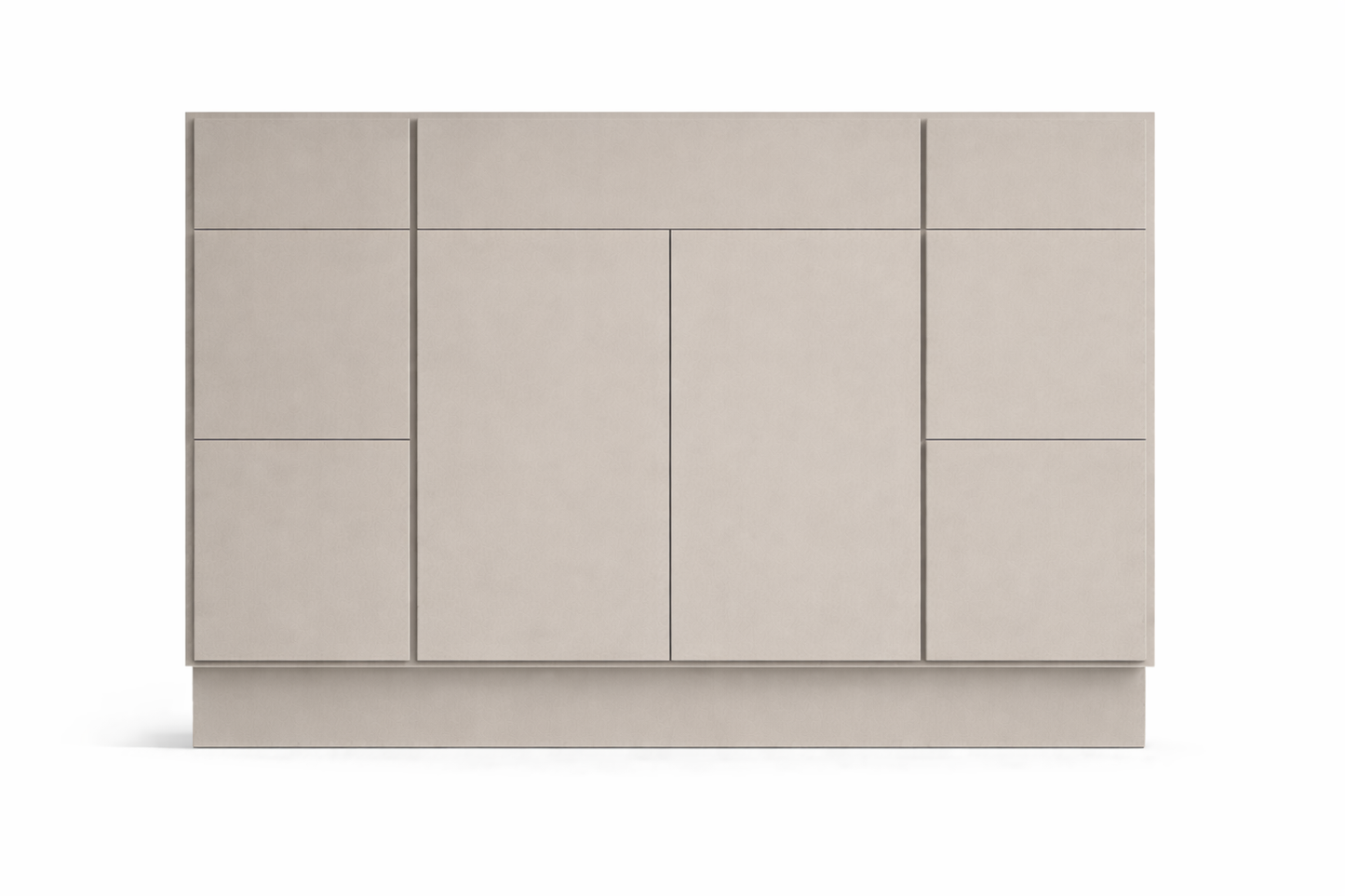 Slab Style Vanity Combination Six Drawer w/ Butt Doors in SW7030 Anew Gray