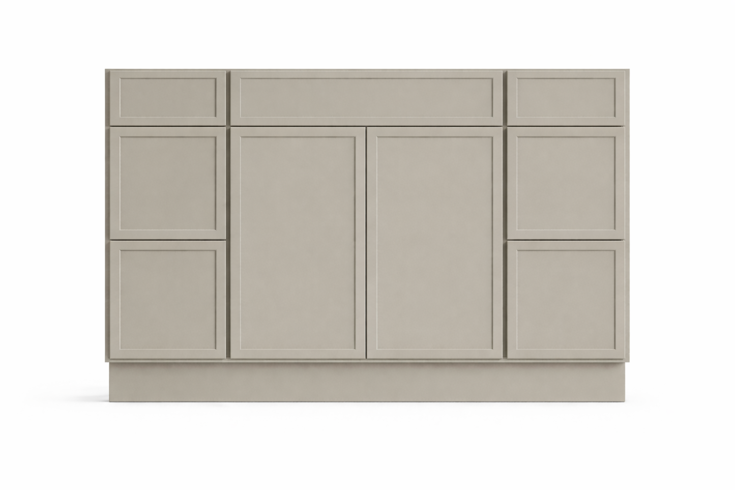 Slim Shaker Style Vanity Combination Six Drawer w/ Butt Doors in SW7030 Anew Gray