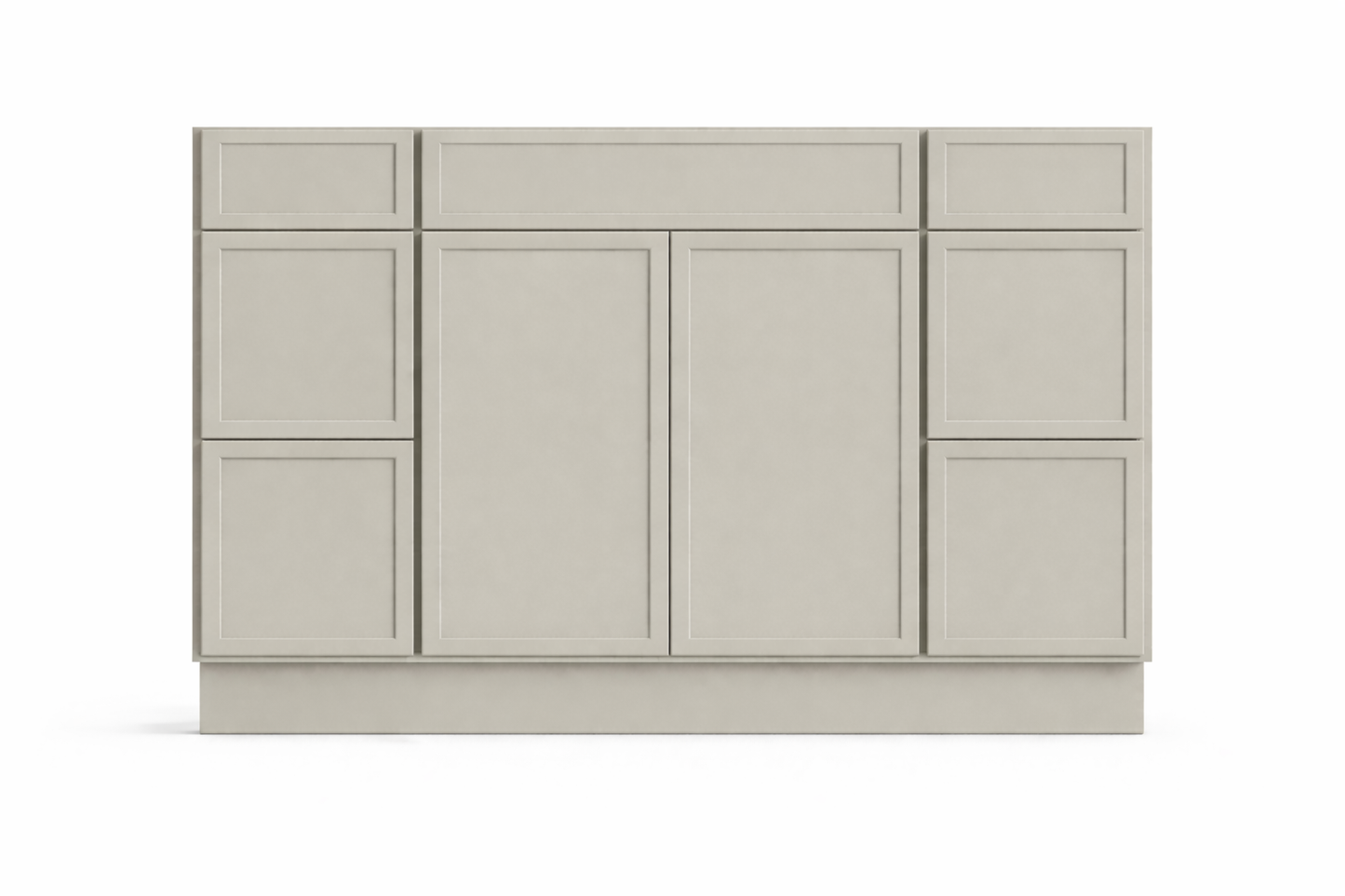 Slim Shaker Style Vanity Combination Six Drawer w/ Butt Doors in SW7050 Useful Gray