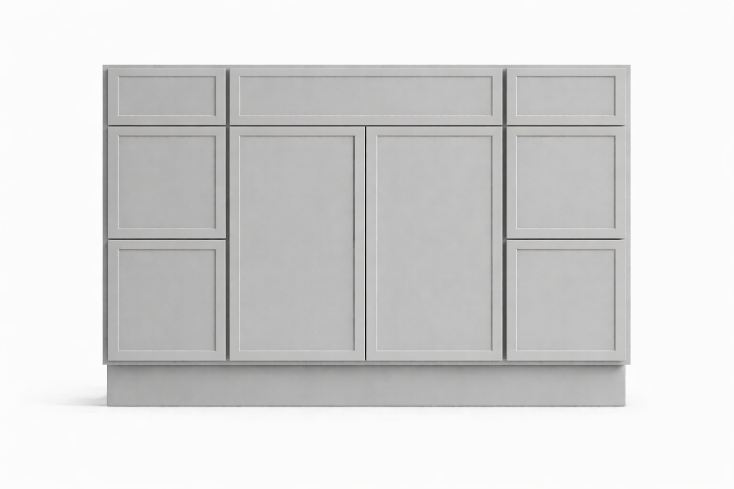 Slim Shaker Style Vanity Combination Six Drawer w/ Butt Doors in SW7663 Monorail Silver