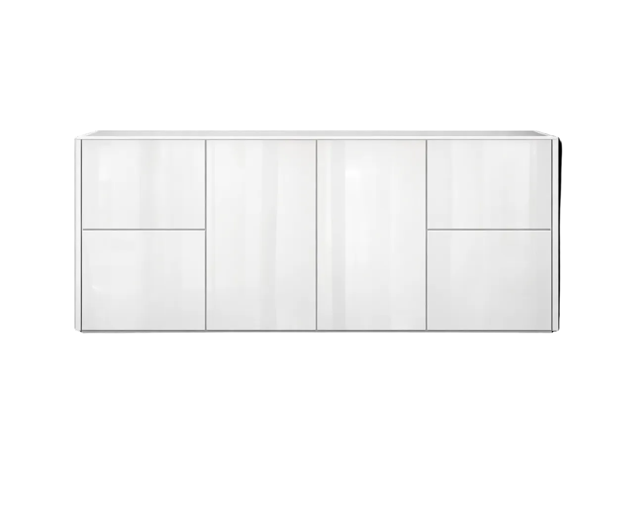 Single Bowl w/ 4 Drawers - High Gloss White