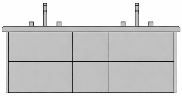 Halo 60" Double Bowl w/ 6 Drawers