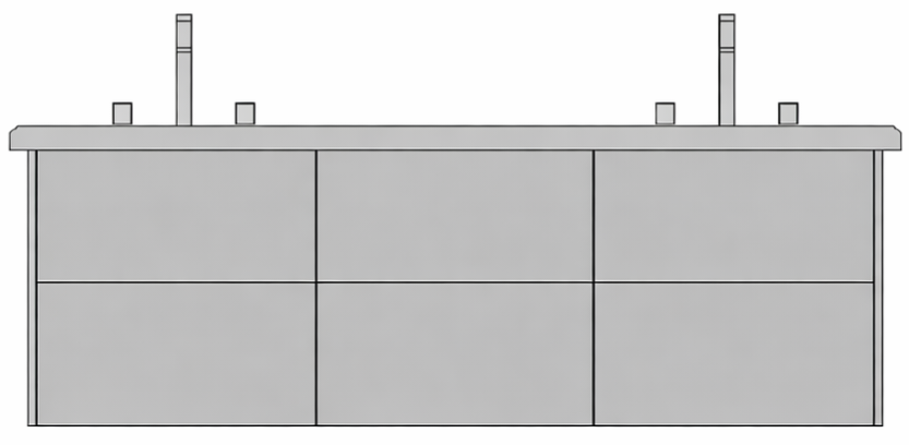 Halo 72" Double Bowl Vanity w/ 6 Drawers