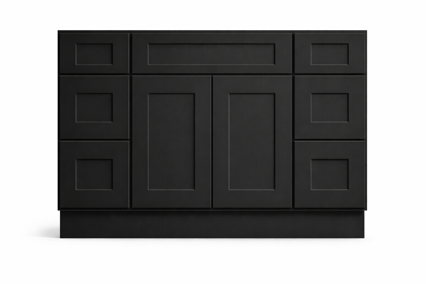 Shaker Style Vanity Combination Six Drawer w/ Butt Doors in SW6258 Tricorn Black
