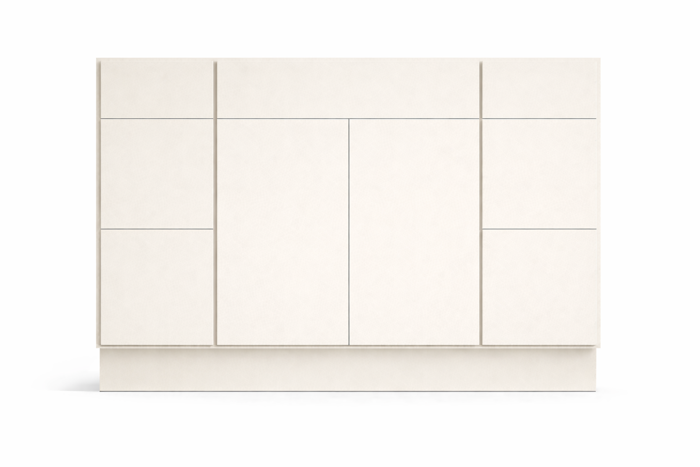 Slab Style Vanity Combination Six Drawer w/ Butt Doors in SW7010 White Duck