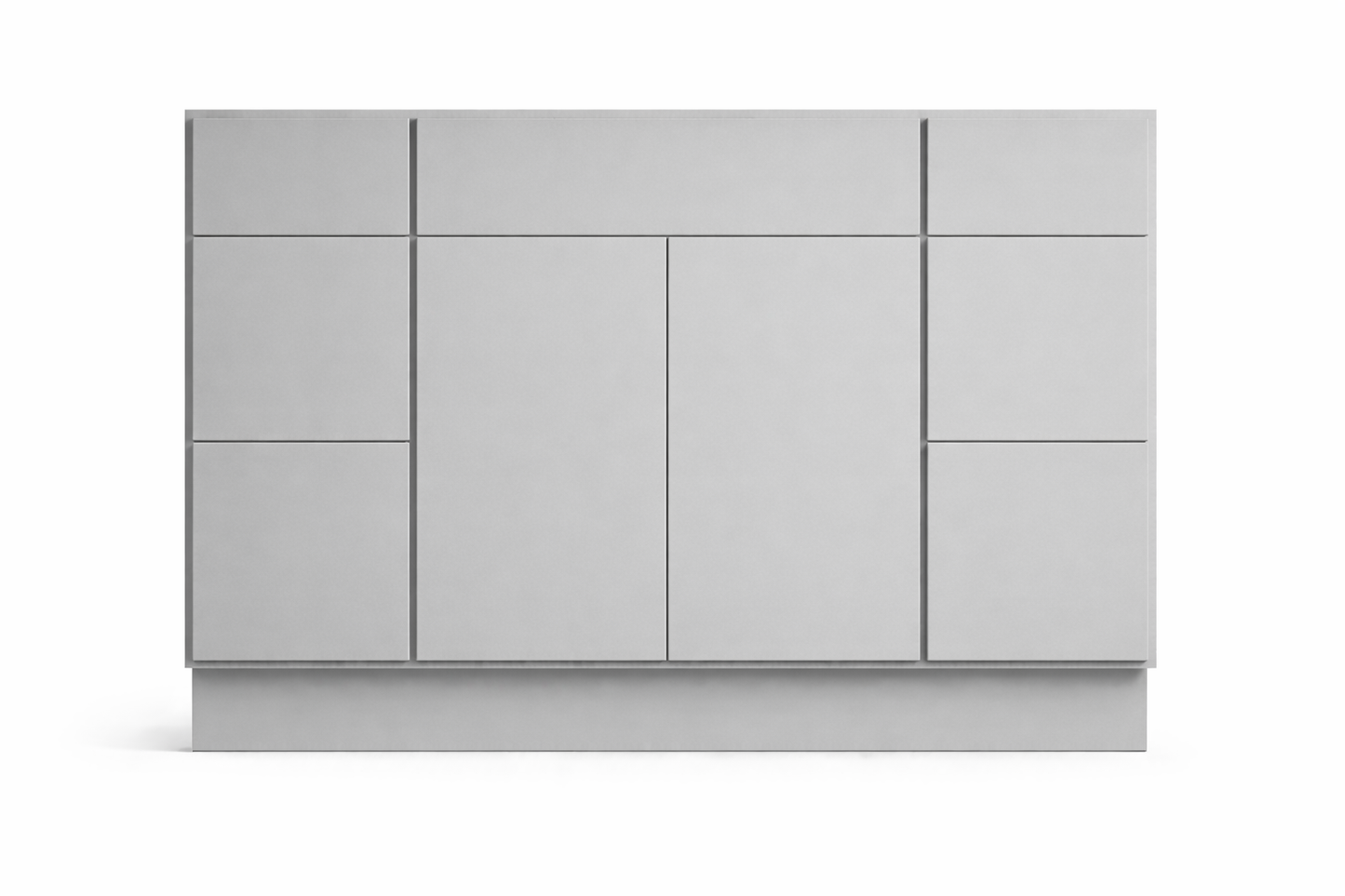 Slab Style Vanity Combination Six Drawer w/ Butt Doors in SW7663 Monorail Silver